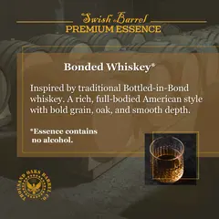 Bonded Whiskey Essence alcohol-free concentrate inspired by traditional Bottled-in-Bond American whiskey aged in oak barrels.