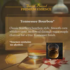 Alcohol-free Tennessee Bourbon style whiskey essence inspired by Southern charcoal mellowed corn whiskey.