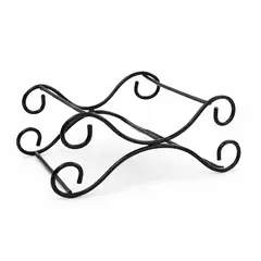 Black wrought iron barrel stand designed for 1 liter and 2 liter mini oak aging barrels used for whiskey, bourbon, rum, and cocktail aging kits.