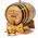 Personalized classic whiskey mini oak aging barrel made from American white oak with custom engraved name and spigot pouring bourbon.