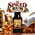 Spiced Rum Essence packet with a glass of amber rum, cinnamon, star anise, tropical flowers, oak barrels and a Caribbean sailing ship backdrop.