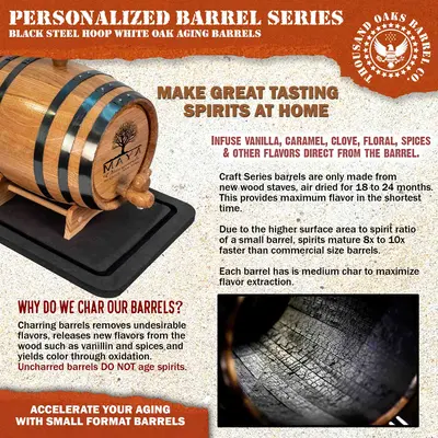 Interior medium charred American white oak barrel showing toasted wood surface for maximum wine flavor extraction.