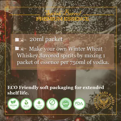 Instructions for mixing Winter Wheat Bourbon Essence with 750ml vodka to create homemade wheated bourbon whiskey.