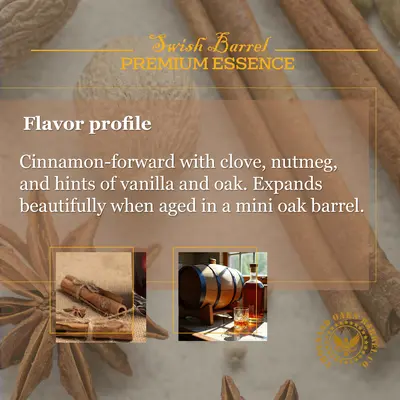 Spiced rum flavor profile featuring cinnamon, clove, nutmeg, vanilla, and warm oak notes.