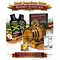 Premium Dark Jamaican rum DIY kit with oak barrel, rum essence packets, glass of rum on the rocks, and Caribbean-inspired ingredients.